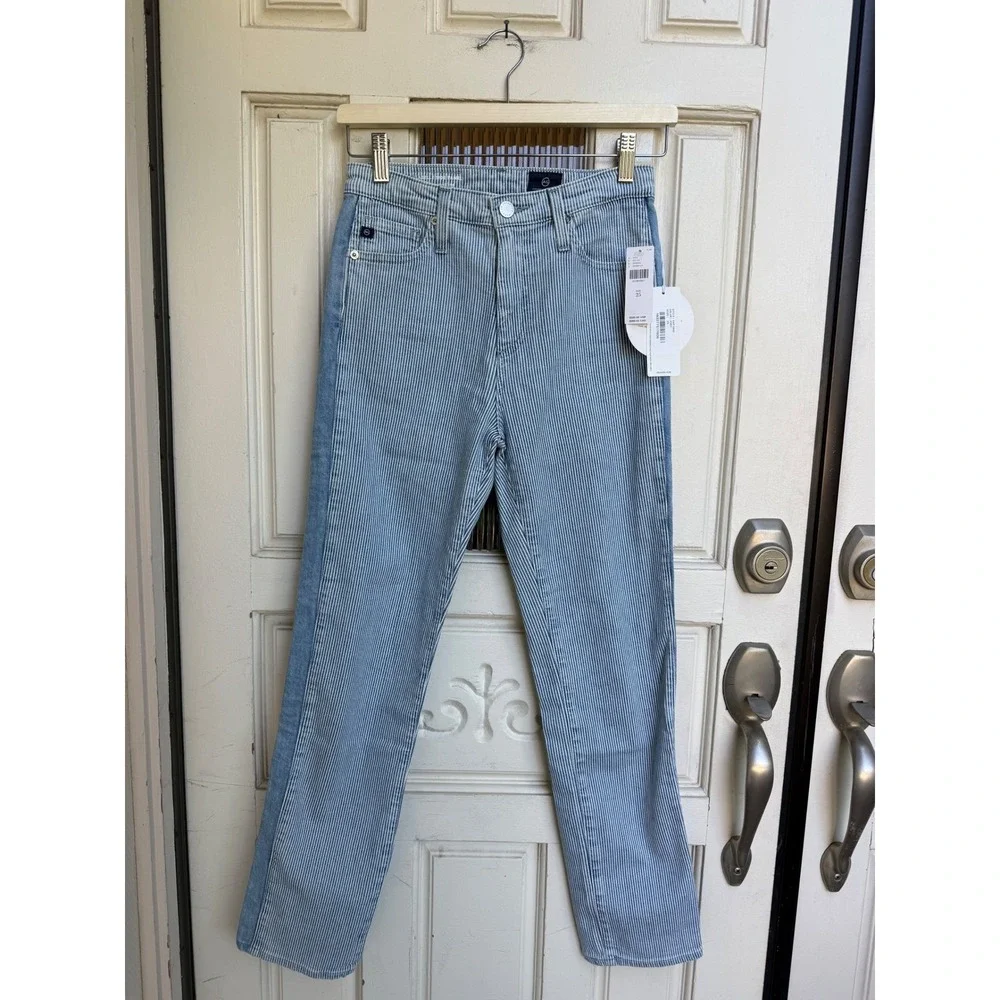 AG Adriano Goldschmied Isabelle Side Panel Striped High Rise Straight‎ Size 25